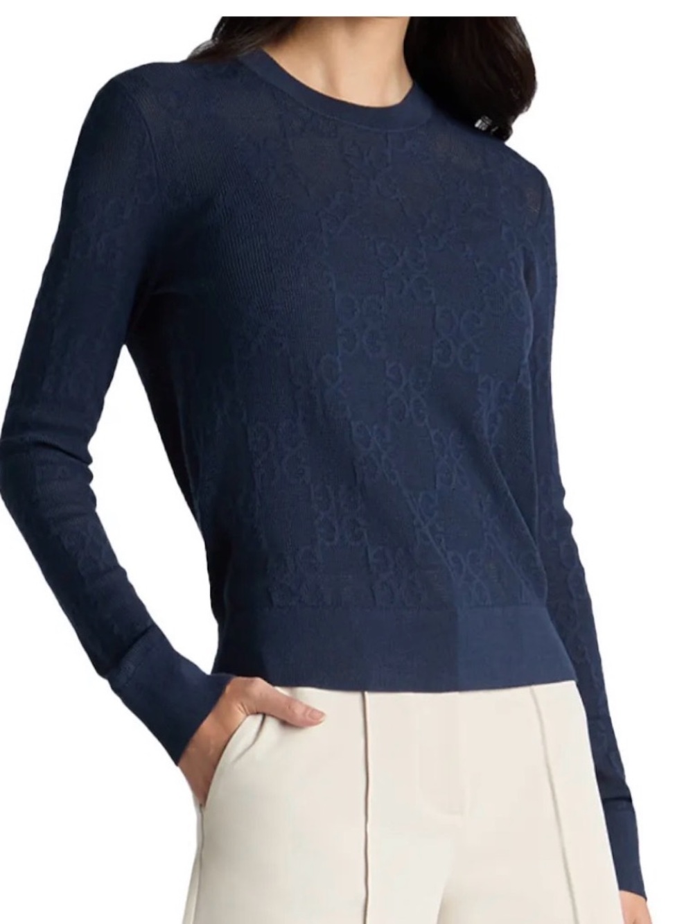 G/FORE Pointelle G Crew Neck Golf Sweater Twilight NWT